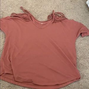 A cute tee shirt thats off the shoulders